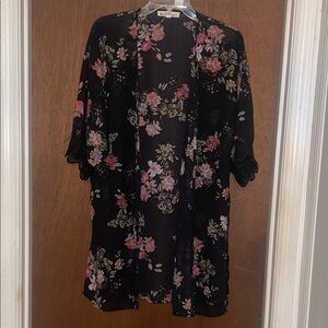 Wallflower Black Floral Kimono